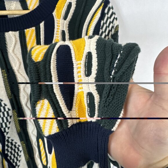 DJAB Par Simons Men L 3D Knit Sweater Coogi Style Textured Cotton Pullover - Picture 2 of 5